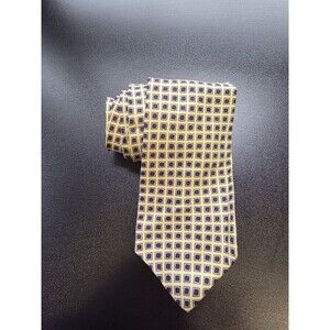 Polo Ralph Lauren Handmade Silk Yellow Geometric Tie USA